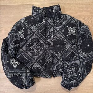 Cropped Paisley Puffer jacket